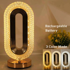 Modern Luxury Oval Crystal Table Lamp: USB Rechargeable, Living Room, Bedroom, Bedside, Creative Decoration, Atmosphere Night Light Gold / changeable