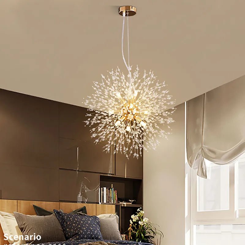 Modern Sky Star Crystal Pendant LED Lighting: Fireball Dandelion for Restaurant, Living Room, Bar - Art Danish Luminaire