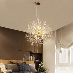 Modern Sky Star Crystal Pendant LED Lighting: Fireball Dandelion for Restaurant, Living Room, Bar - Art Danish Luminaire