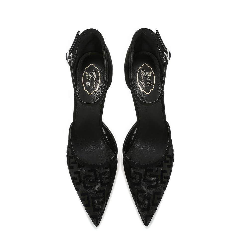 Monogram Detailed Ankle Strap Heels