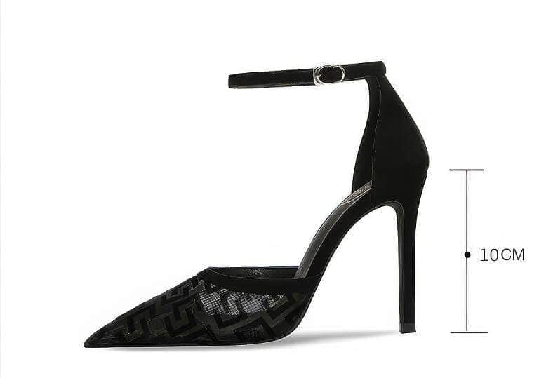 Monogram Detailed Ankle Strap Heels