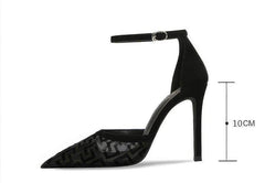 Monogram Detailed Ankle Strap Heels