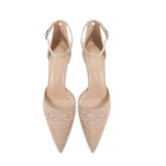 Monogram Detailed Ankle Strap Heels