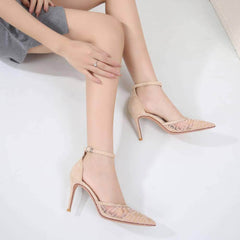 Monogram Detailed Ankle Strap Heels