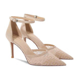 Monogram Detailed Ankle Strap Heels EU 33 / PeachPuff / 6.5CM