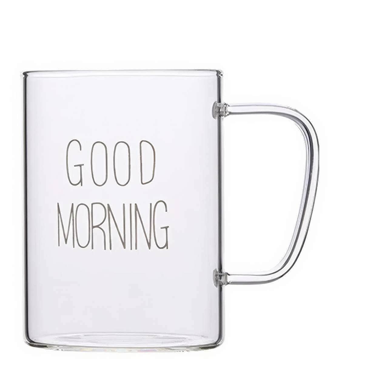 Morning Glass Mug with Handle - Transparent Breakfast Cup for Coffee, Milk - Household Gift for Children