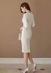 Mosaic Lace-Embellished Sleeves Midi Dress
