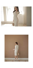 Mosaic Lace-Embellished Sleeves Midi Dress