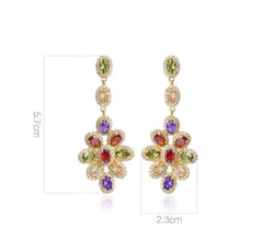 Multi Gemstone Dangle Statement Earrings