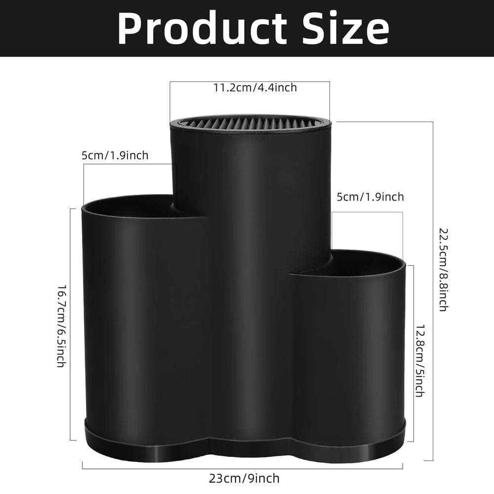 Multi-purpose Knife Holder - Kitchen Cutlery Storage Cylinder with Shelf for Knives and Utensils