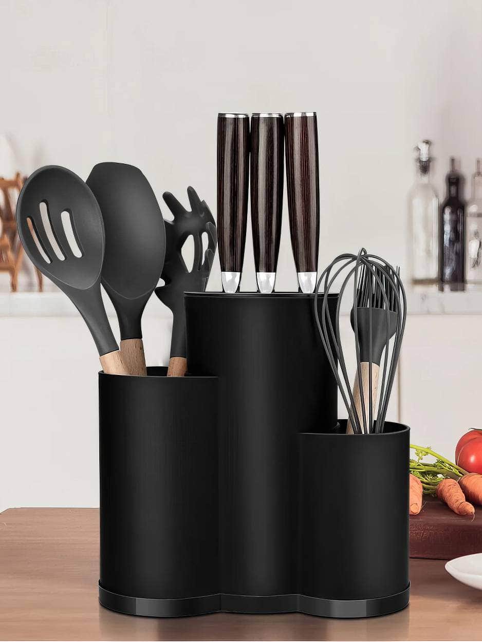 Multi-purpose Knife Holder - Kitchen Cutlery Storage Cylinder with Shelf for Knives and Utensils