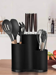 Multi-purpose Knife Holder - Kitchen Cutlery Storage Cylinder with Shelf for Knives and Utensils