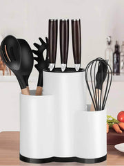 Multi-purpose Knife Holder - Kitchen Cutlery Storage Cylinder with Shelf for Knives and Utensils