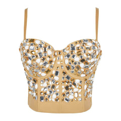 Multi Rhinestone Bejeweled Corset Bralette
