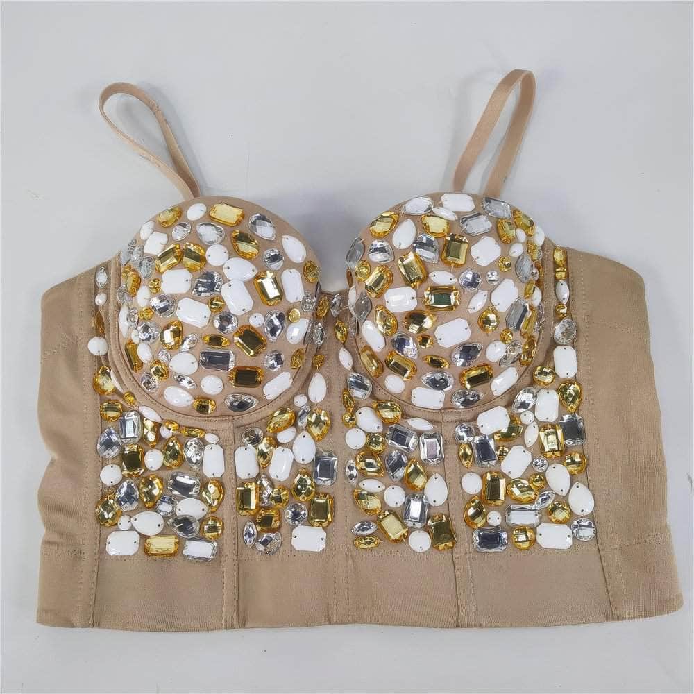 Multi Rhinestone Bejeweled Corset Bralette