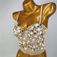 Multi Rhinestone Bejeweled Corset Bralette
