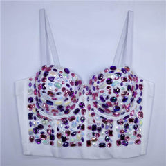Multi Rhinestone Bejeweled Corset Bralette