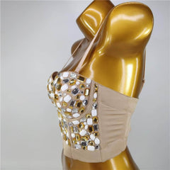 Multi Rhinestone Bejeweled Corset Bralette