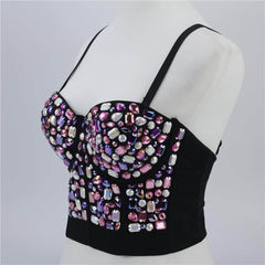 Multi Rhinestone Bejeweled Corset Bralette