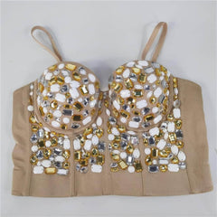 Multi Rhinestone Bejeweled Corset Bralette
