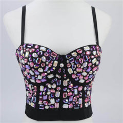 Multi Rhinestone Bejeweled Corset Bralette S / Multicolor
