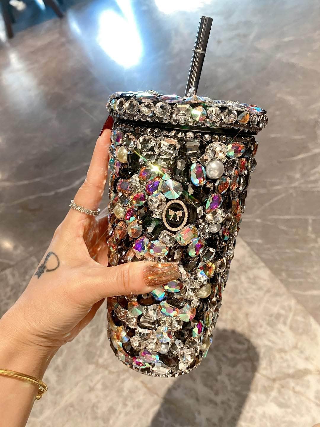 Multi-Rhinestone Embellished Luxury Tumbler Cup