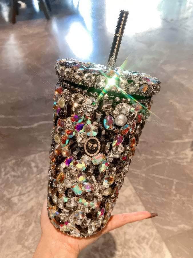 Multi-Rhinestone Embellished Luxury Tumbler Cup