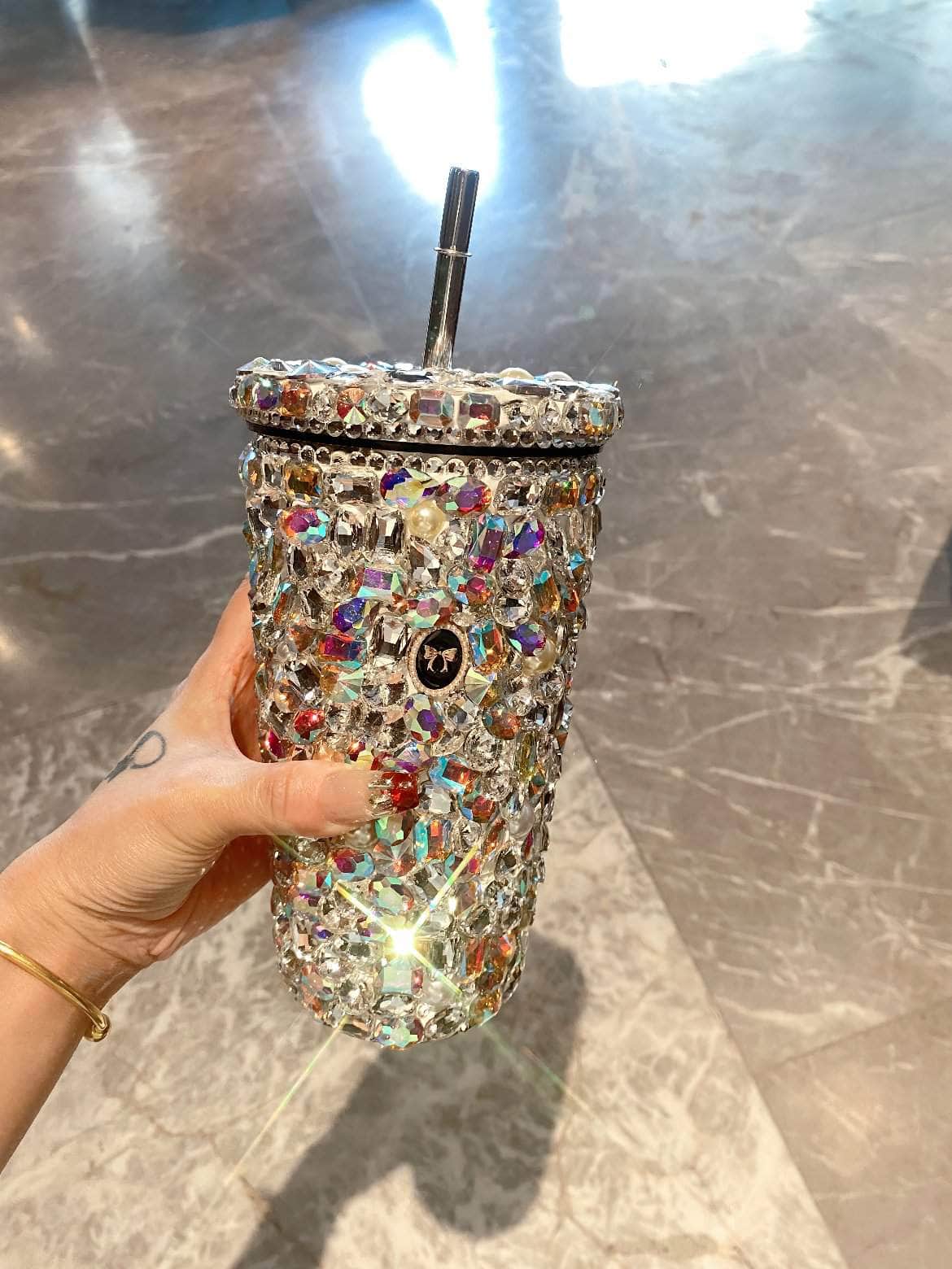 Multi-Rhinestone Embellished Luxury Tumbler Cup