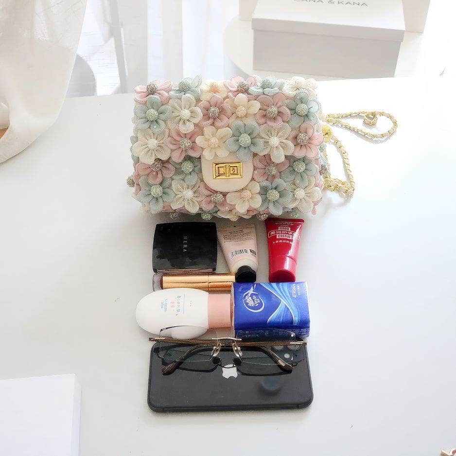 Multicolor 3D Floral Daisy Shoulder Handbag Multicolor