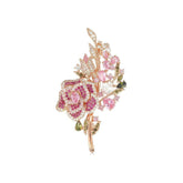 Multicolor Crystal Rose Gold Flower Brooch Pink