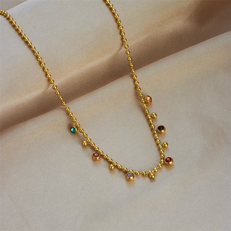 Multicolor Crystal Zircon Necklace N1782