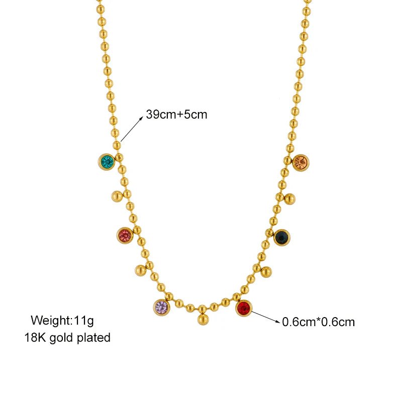 Multicolor Crystal Zircon Necklace N1782