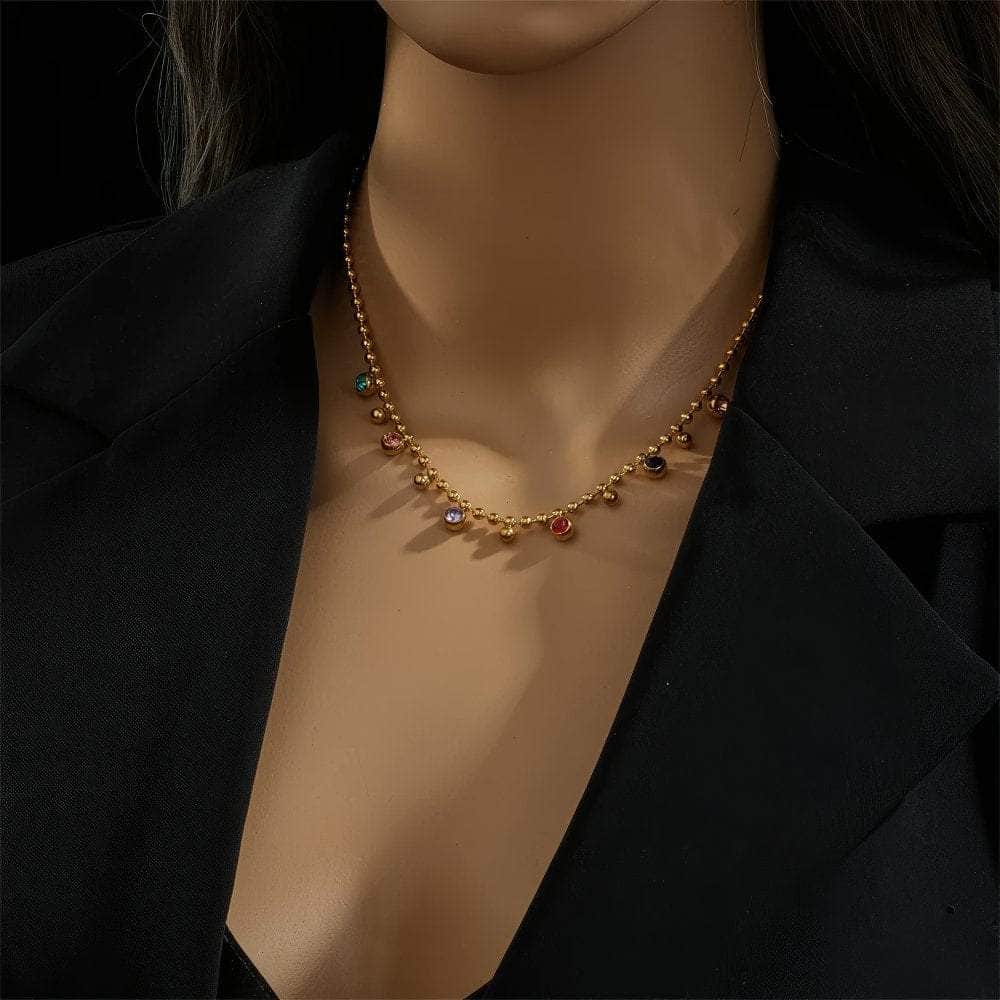 Multicolor Crystal Zircon Necklace N1782