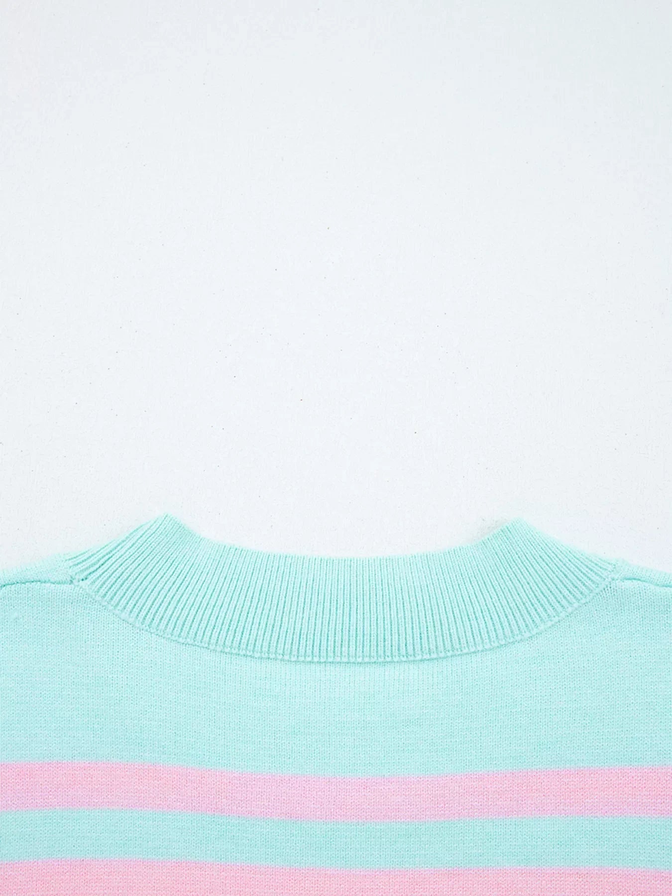 Multicolour Striped Knit Ribbed Trim Boxy Fit Cropped Sweater