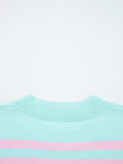 Multicolour Striped Knit Ribbed Trim Boxy Fit Cropped Sweater