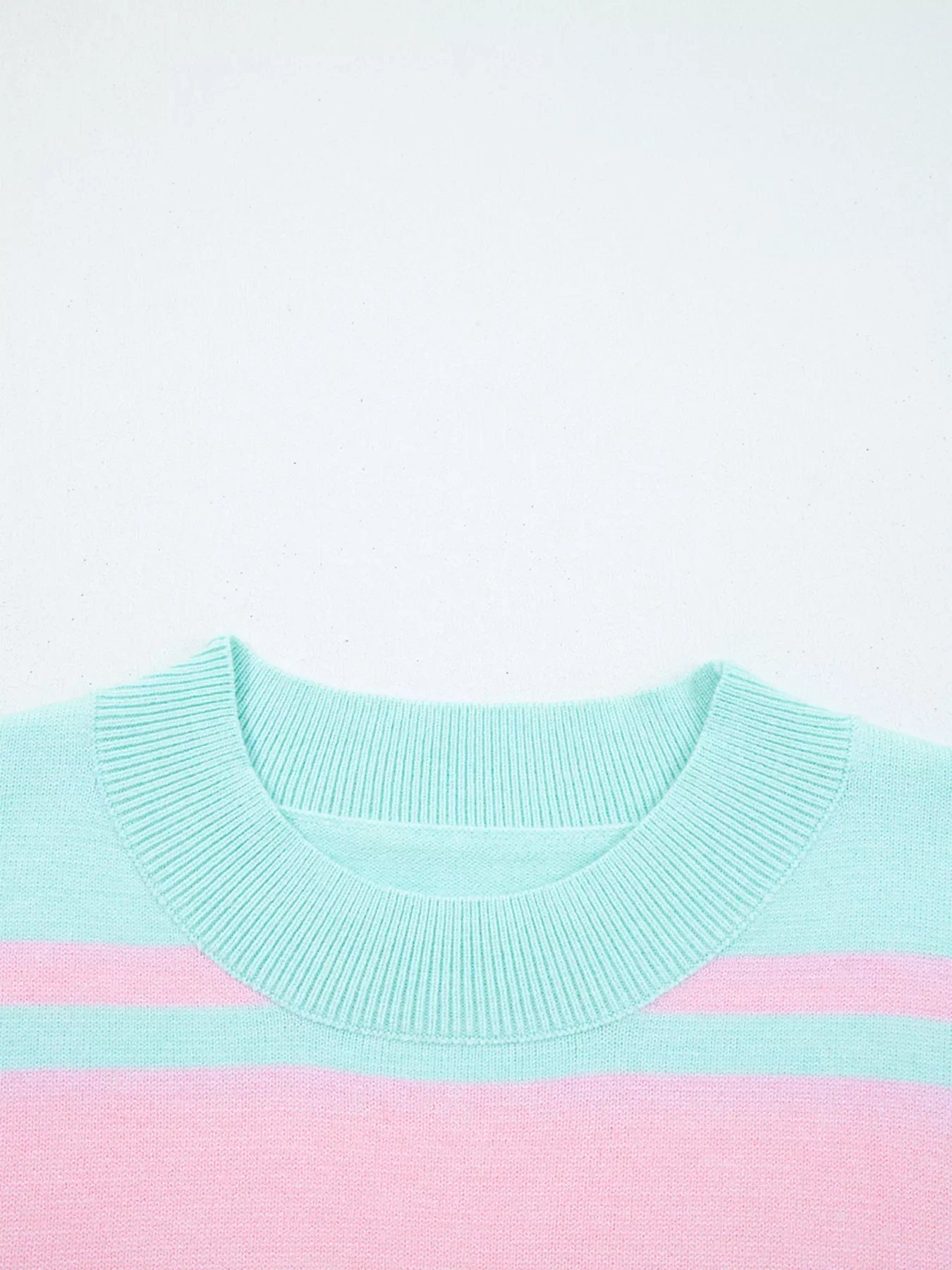 Multicolour Striped Knit Ribbed Trim Boxy Fit Cropped Sweater
