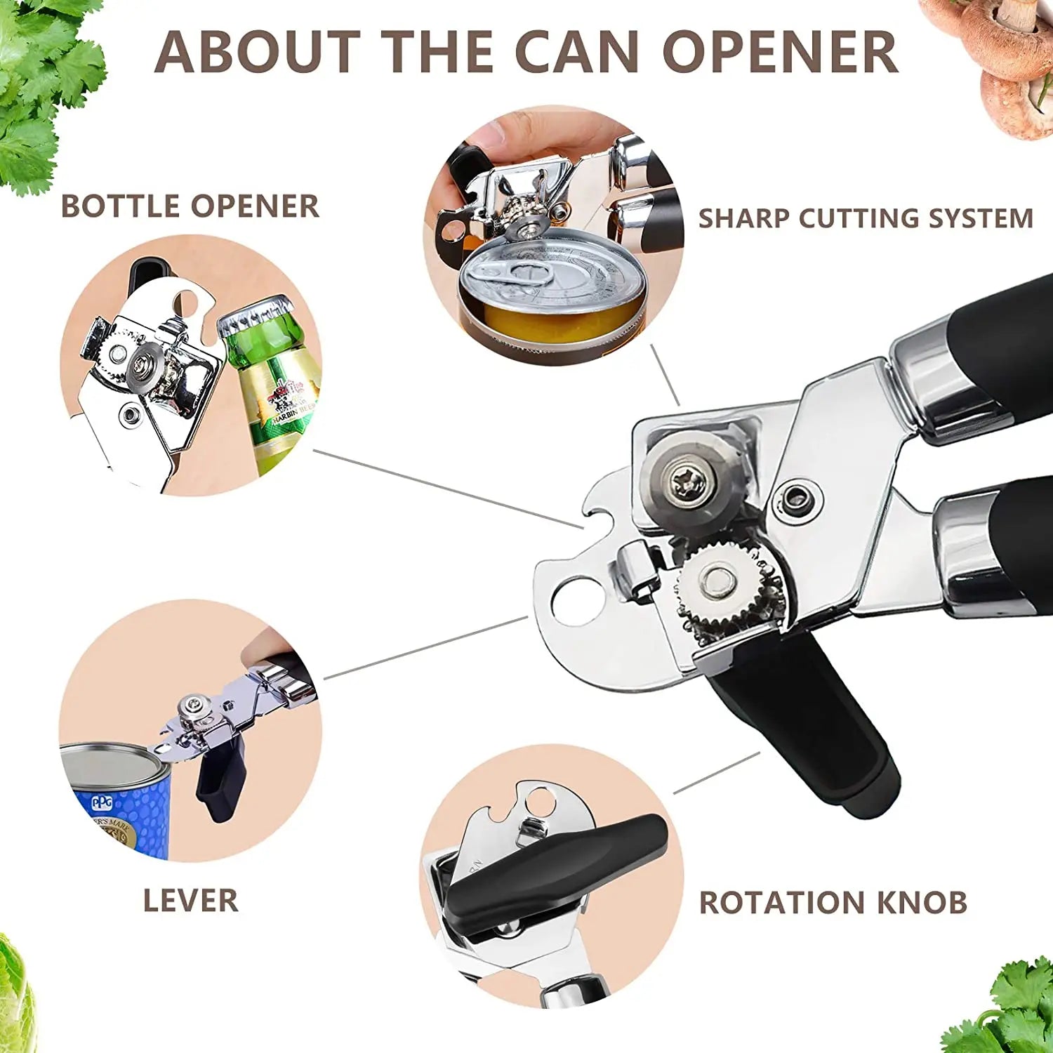 Multifunctional Stainless Steel Professional Manual Can Opener B Style