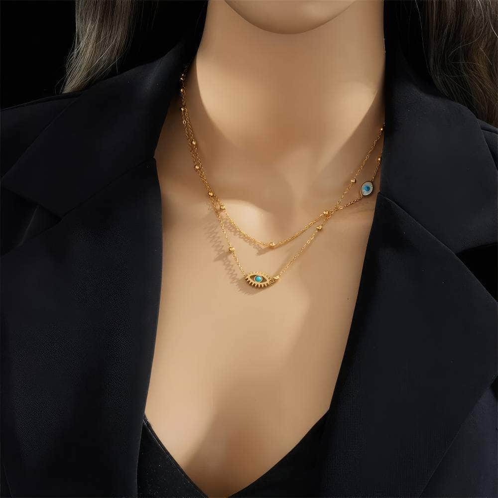 Multilayer 2-in-1 Eye Pendant Necklace: Clavicle Chains for Women N1914