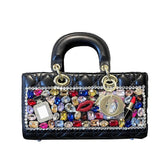 Multistone Crystal Luxury Perfume Lippie Deco Rectangular Purse Black