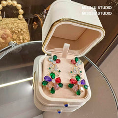 Multistone Rhinestone Dangle Statement Earrings Multicolor