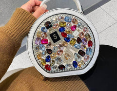 Multistone Round Crystal Luxury Perfume Lippie Deco Purse