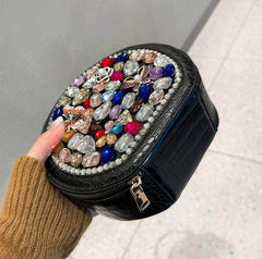 Multistone Round Crystal Luxury Perfume Lippie Deco Purse