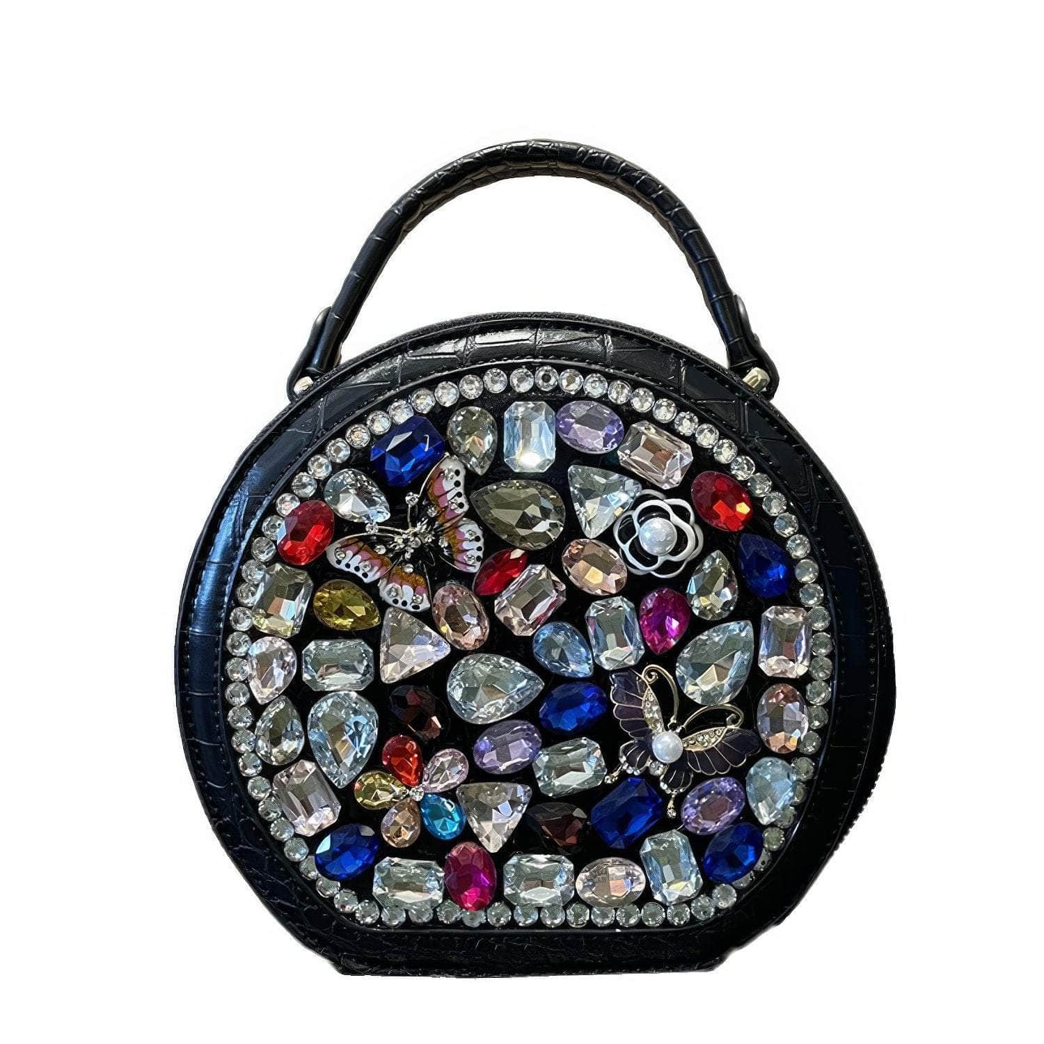 Multistone Round Crystal Luxury Perfume Lippie Deco Purse