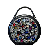 Multistone Round Crystal Luxury Perfume Lippie Deco Purse