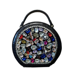 Multistone Round Crystal Luxury Perfume Lippie Deco Purse