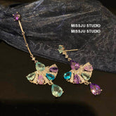 Multistone Tassel Fanshape Teardrop Earrings Multicolor