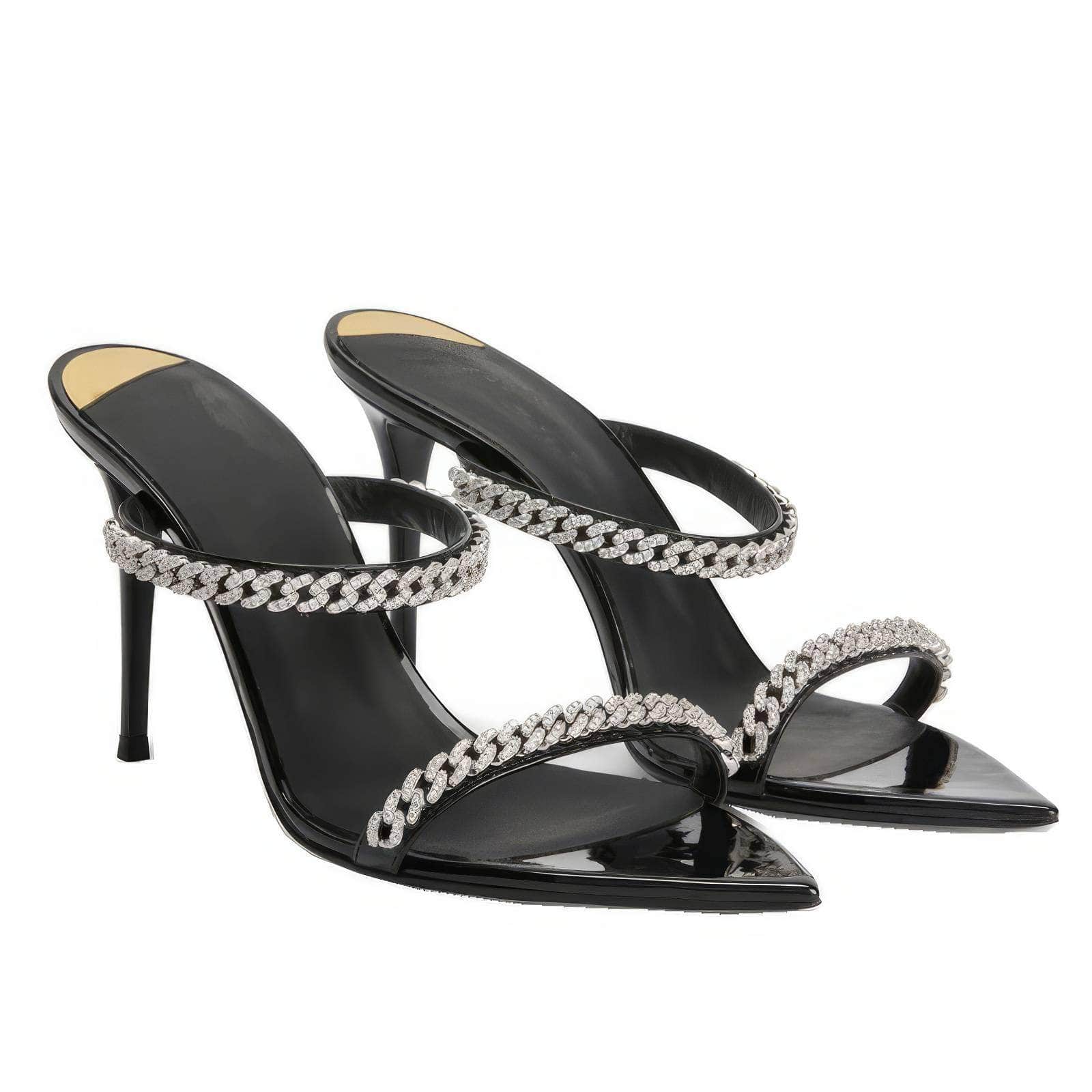 Narrow Band Chain Open Toe Heels