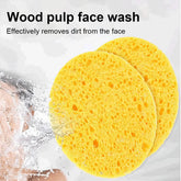 Natural Wood Pulp Face Round Makeup Remover Sponge - Cellulose Compress Cosmetic Puff for Facial Washing