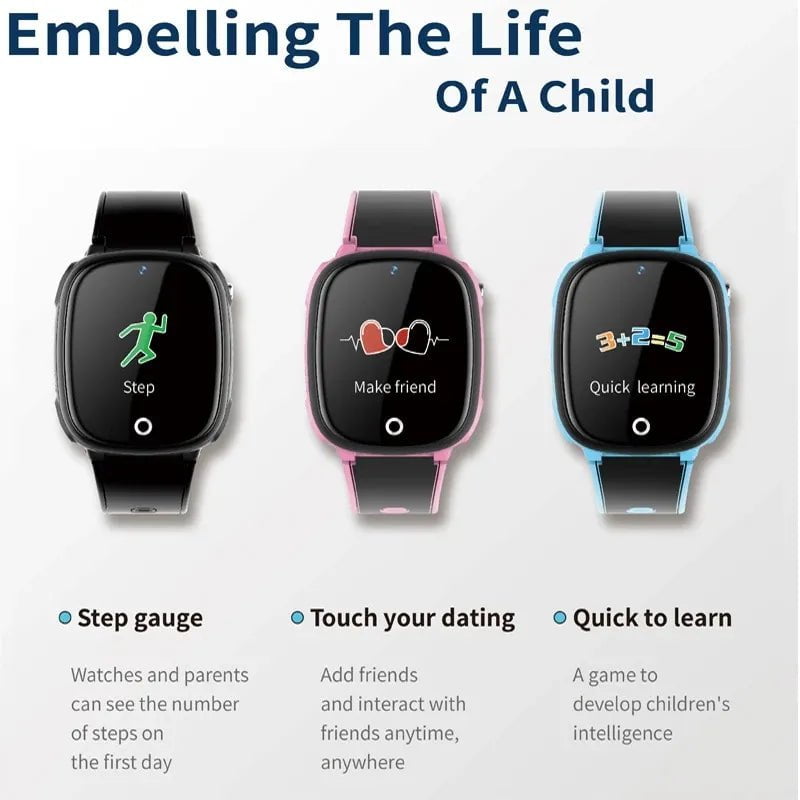 New 2023 Smart Watch for Kids: GPS HW11, Pedometer, Positioning, IP67 Waterproof, Safe SmartWrist Band - For Children, Android & iOS