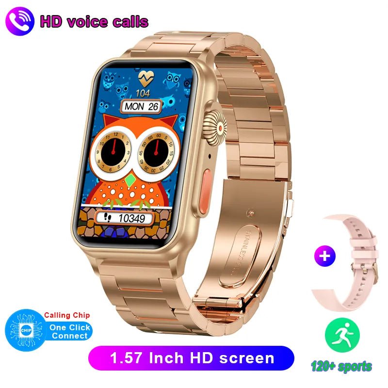New Bluetooth Call Smartwatch with AI Voice Assistant Rose gold steel